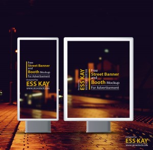 Free Psd Street Banner and Booth Mockup For Advertisement
