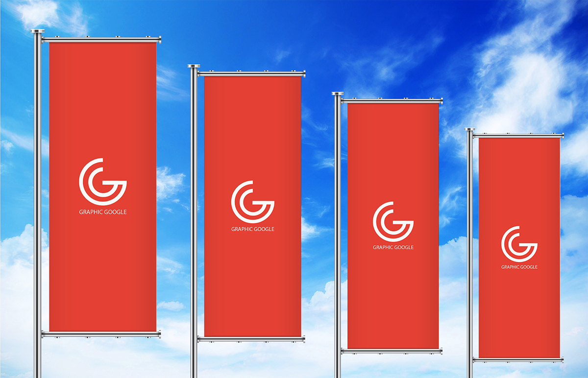 Free Streamer-Vertical Banners Mockup For Advertisement
