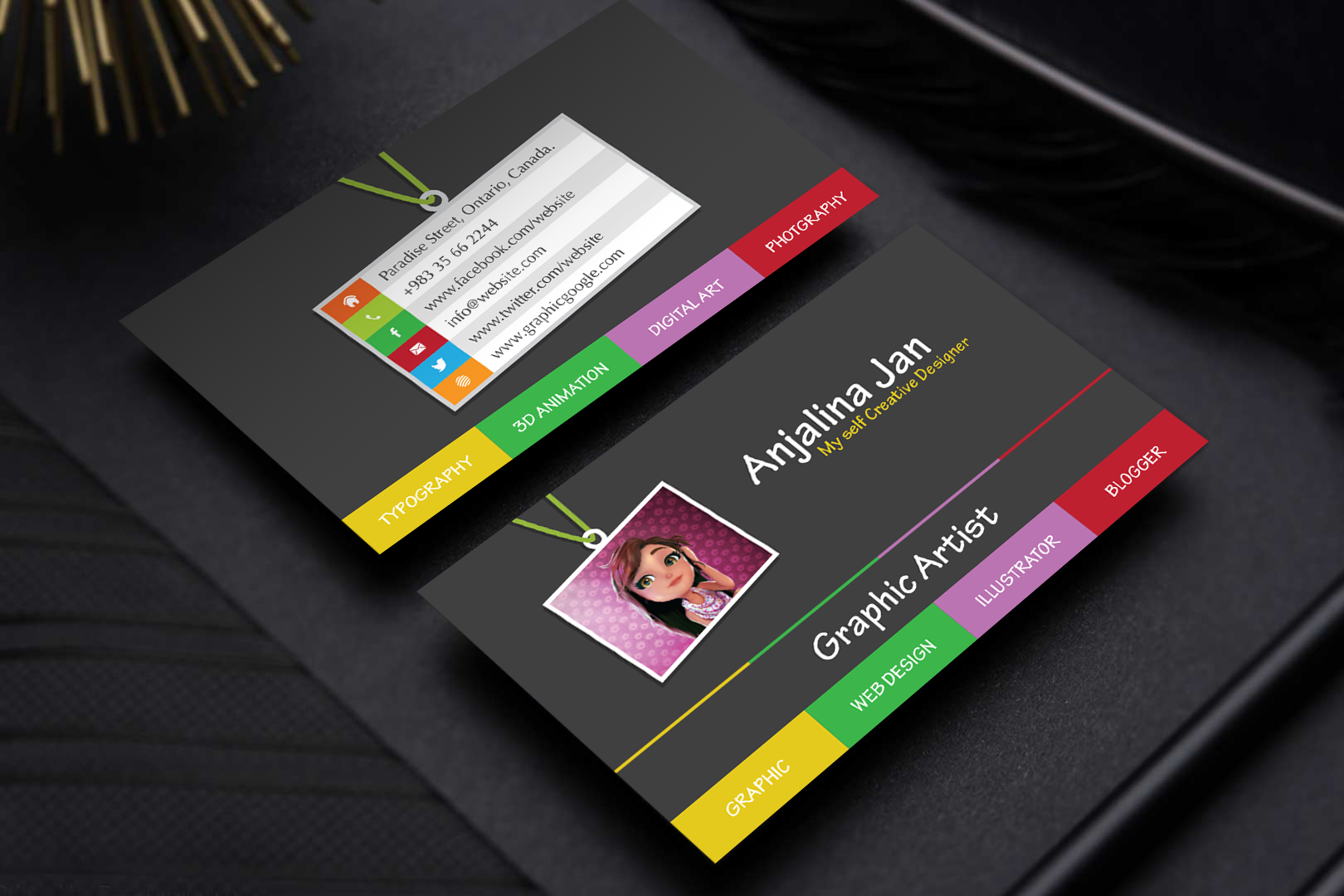 Free Graphic Artist Business Card Template DesignGraphic Google Regarding Designer Visiting Cards Templates