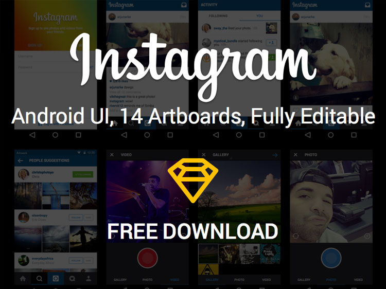 Instagram-Free-Android-UI-Kit-with-14-Screens-&-Sketch-Format