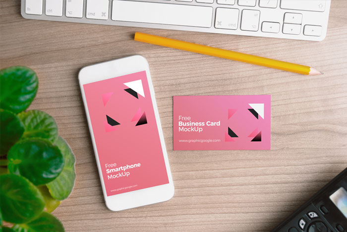 Free-Smartphone-with-Business-Card-Mock-Up-PSD