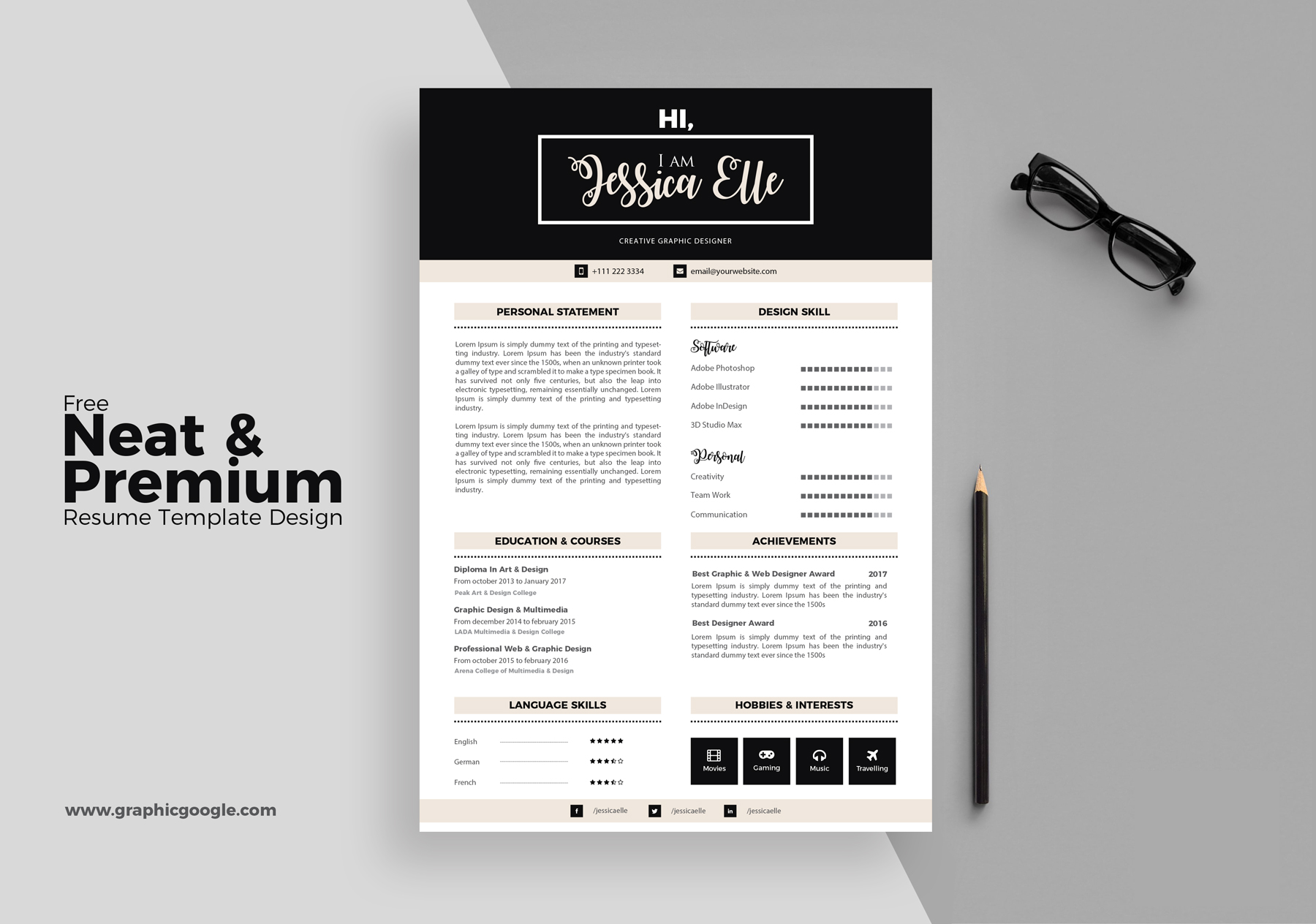 adobe illustrator student resume template free download