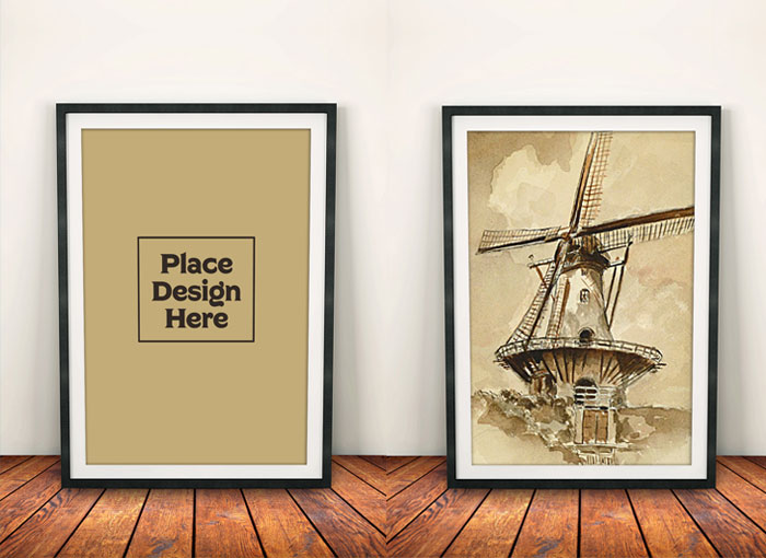 Free-Photo-Frame-Mock-up-on-Wooden-Background-PSD