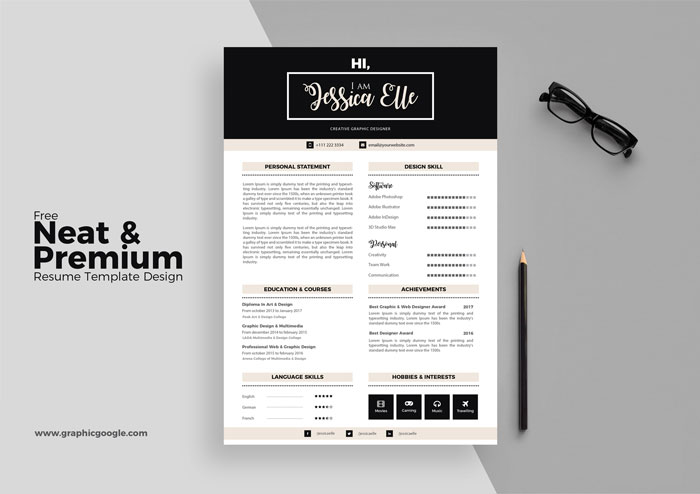 Free-Neat-&-Premium-Resume-Template-Design