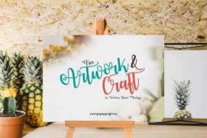 Free-Artwork-&-Craft-on-Wooden-Stand-mockup