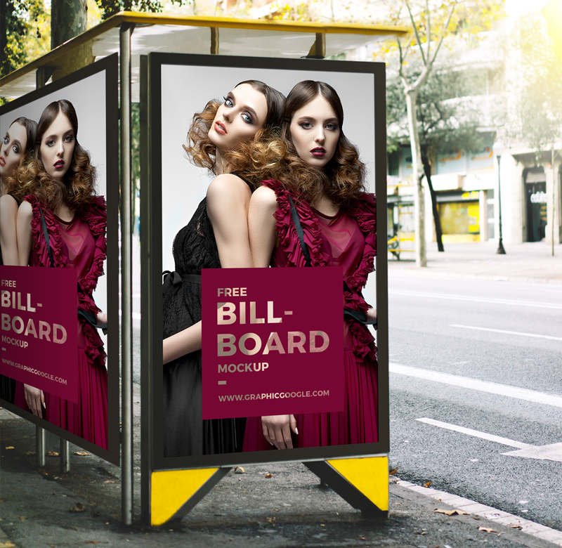 Free-Outdoor-Bus-Stop-Advertisement-Billboard-Mockup-2018