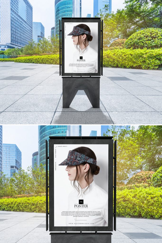 Free Modern Outdoor Advertisement Poster Mockup PSD 2019