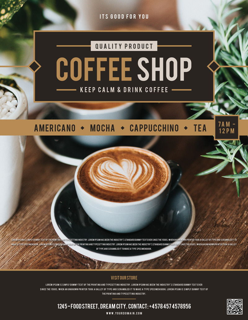 Free 2020 Modern Coffee Flyer Template Graphic Google Tasty Graphic 