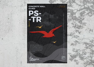 Free-Concrete-Wall-Glued-Poster-Mockup-300