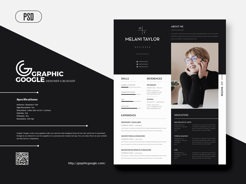 Free-Creative-Modern-CV-Resume-With-Cover-Letter-For-Designers