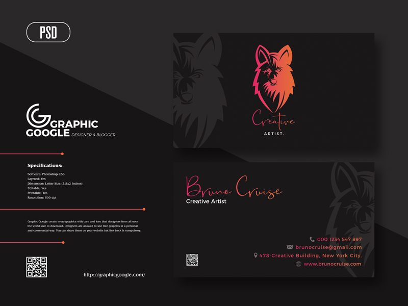 Free Creative Artist Business Card Design Template For