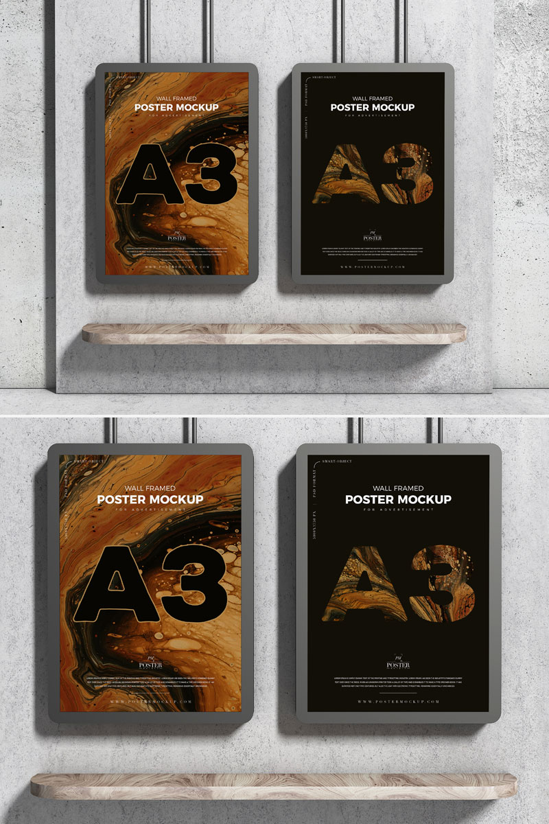Free-Modern-Advertisement-Framed-A3-Poster-Mockup