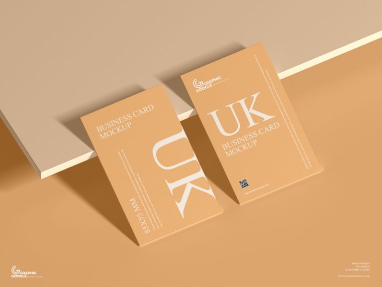 Free UK 85x55 mm Size Business Card Mockup Graphic