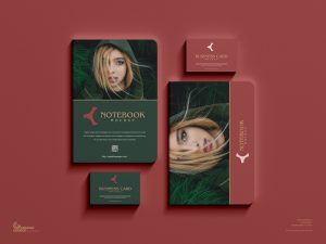 Free-Notebook-With-Business-Card-Mockup