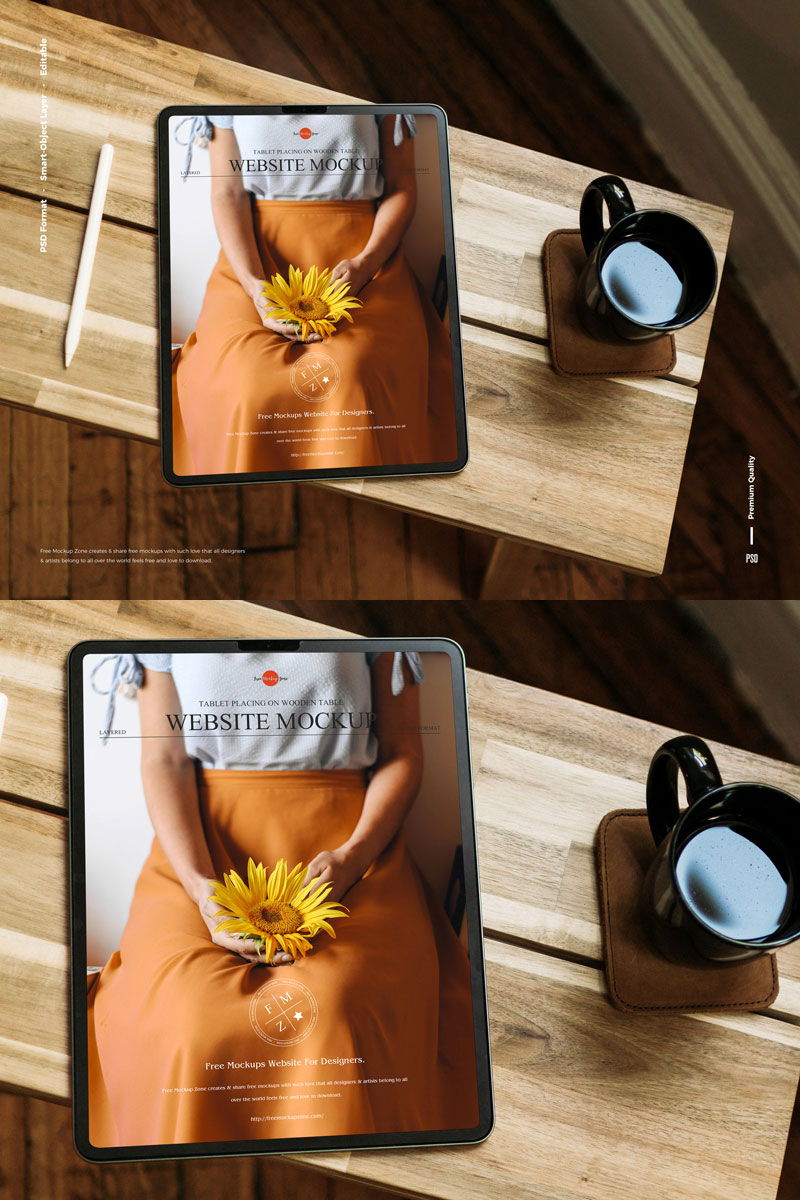 Free-Tablet-Placing-on-Wooden-Table-Website-Mockup-PSD