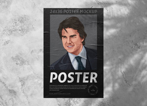 Free-Glued-Paper-on-Wall-Poster-Mockup-PSD-300