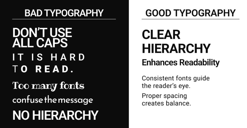 Typography basics showing font hierarchy and pairing