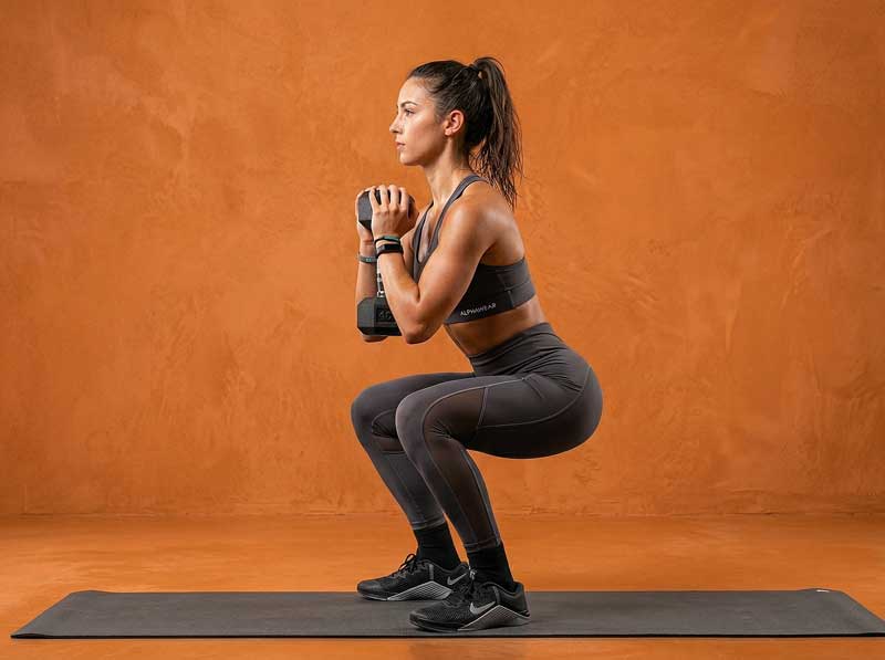 Girl-performing-squats-gym