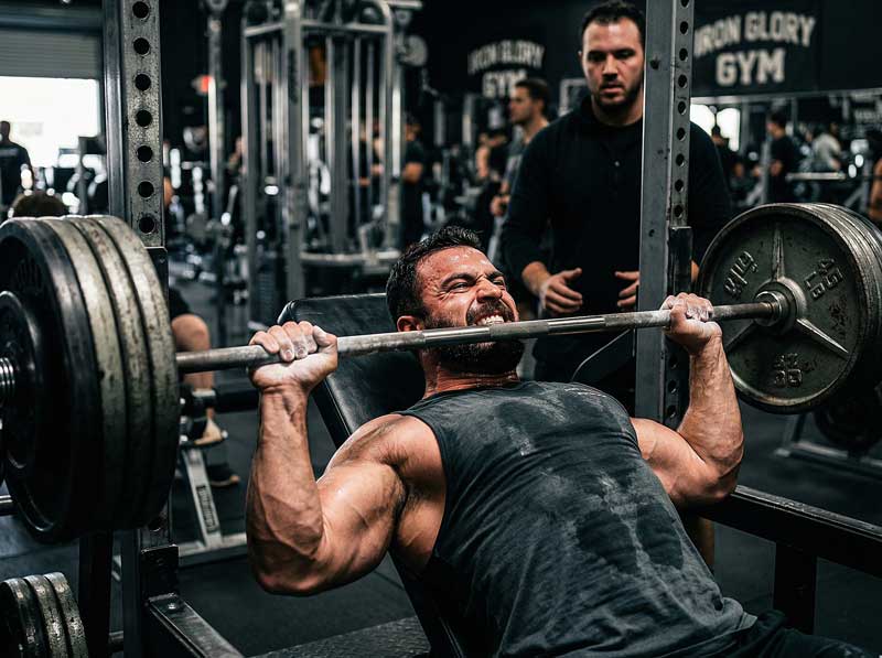 Man-doing-bench-press