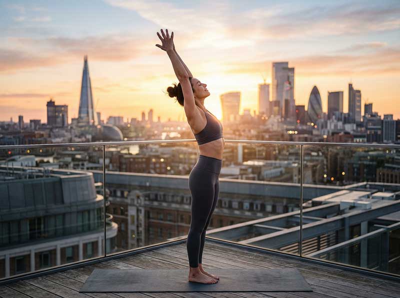 Woman-practicing-yoga-sunrise
