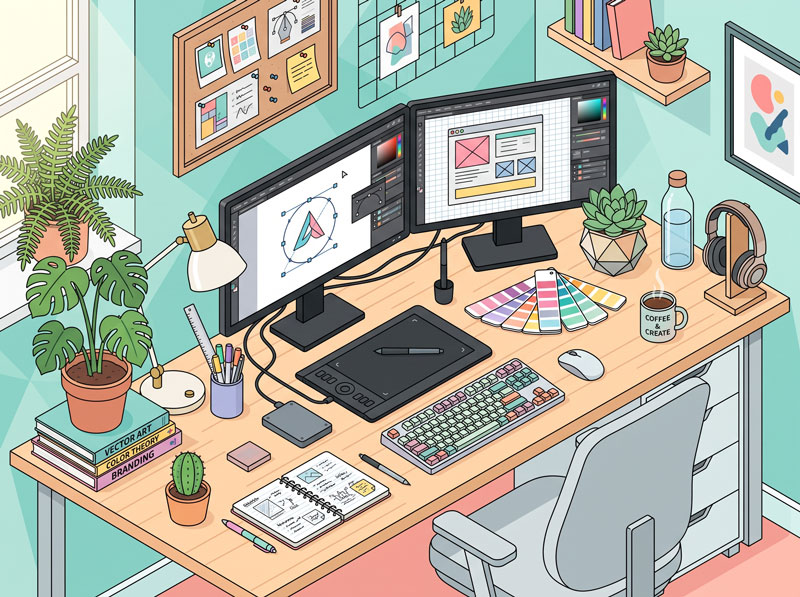 Graphic-Designer-Desk-&-Workspace-Illustration