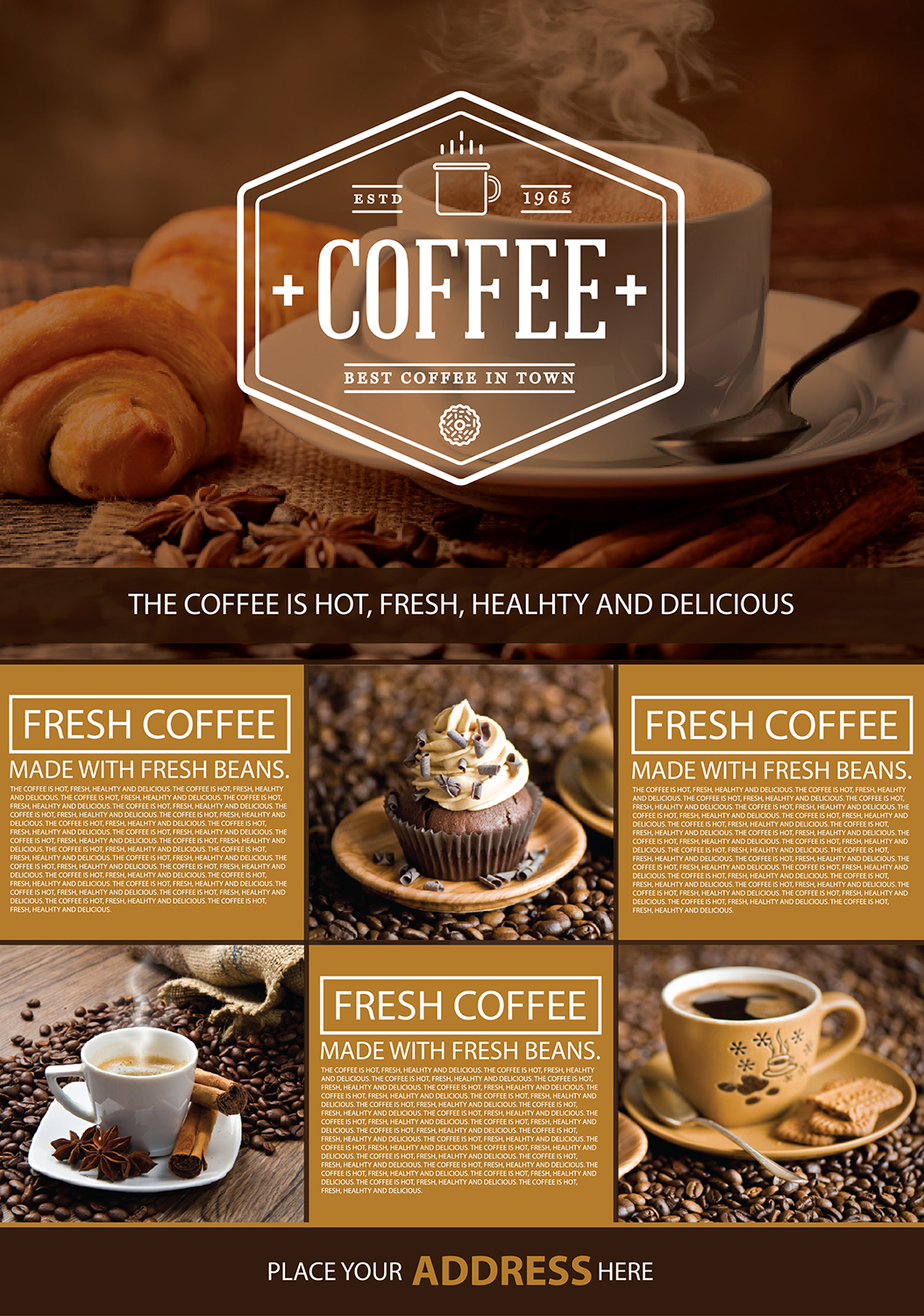 Free Coffee Shop A4 Flyer - Graphic Google - Tasty Graphic Designs