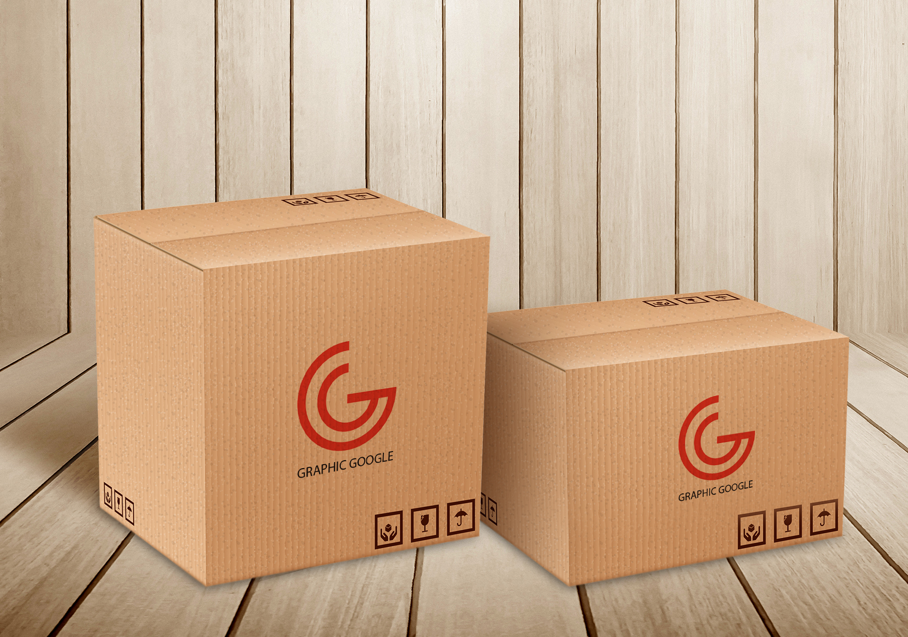 Free Carton Delivery Packaging Box Logo Mockup