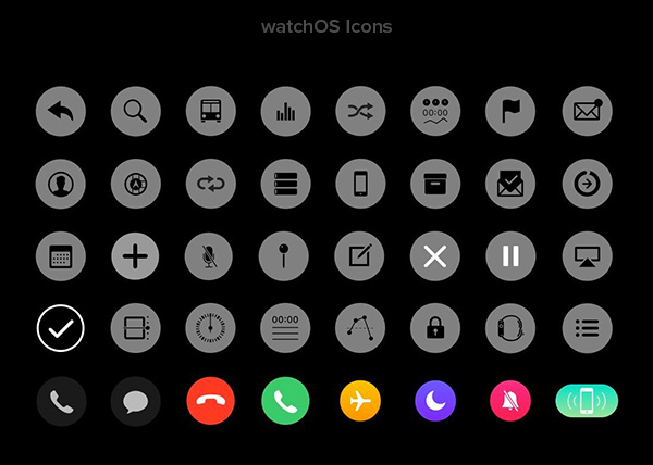 Apple WatchOS 2 Human Interface Complete UI Kit-Apple WatchOS Icons