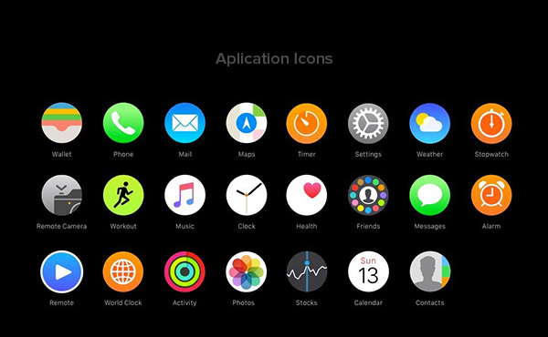 Apple WatchOS 2 Human Interface Complete UI Kit-Application Icons