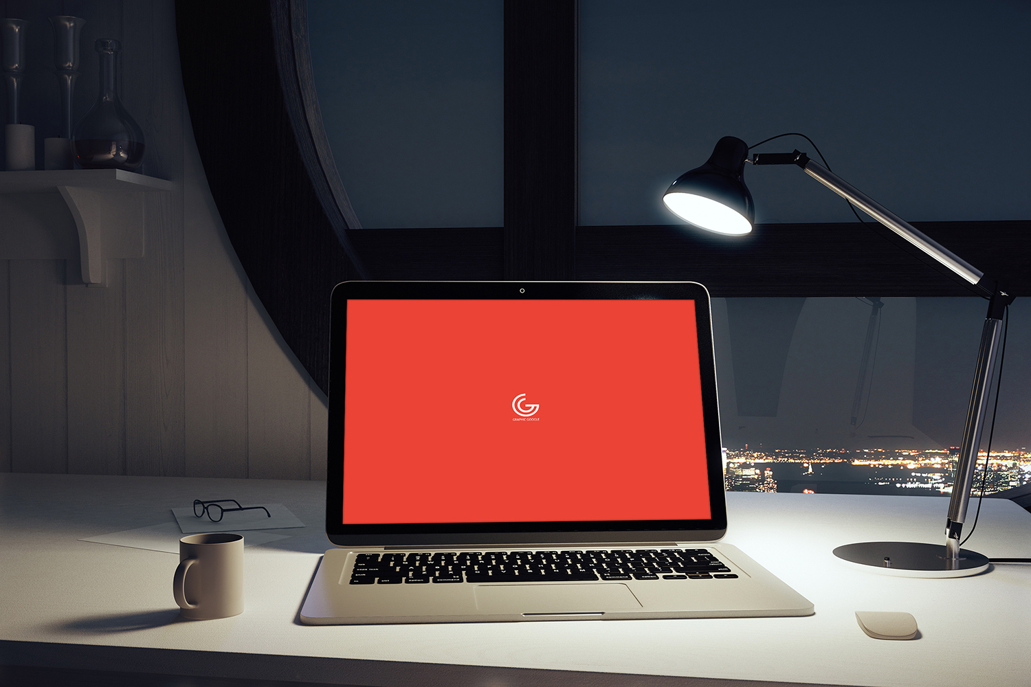 Free Laptop Screen Mockup In A Office Environment