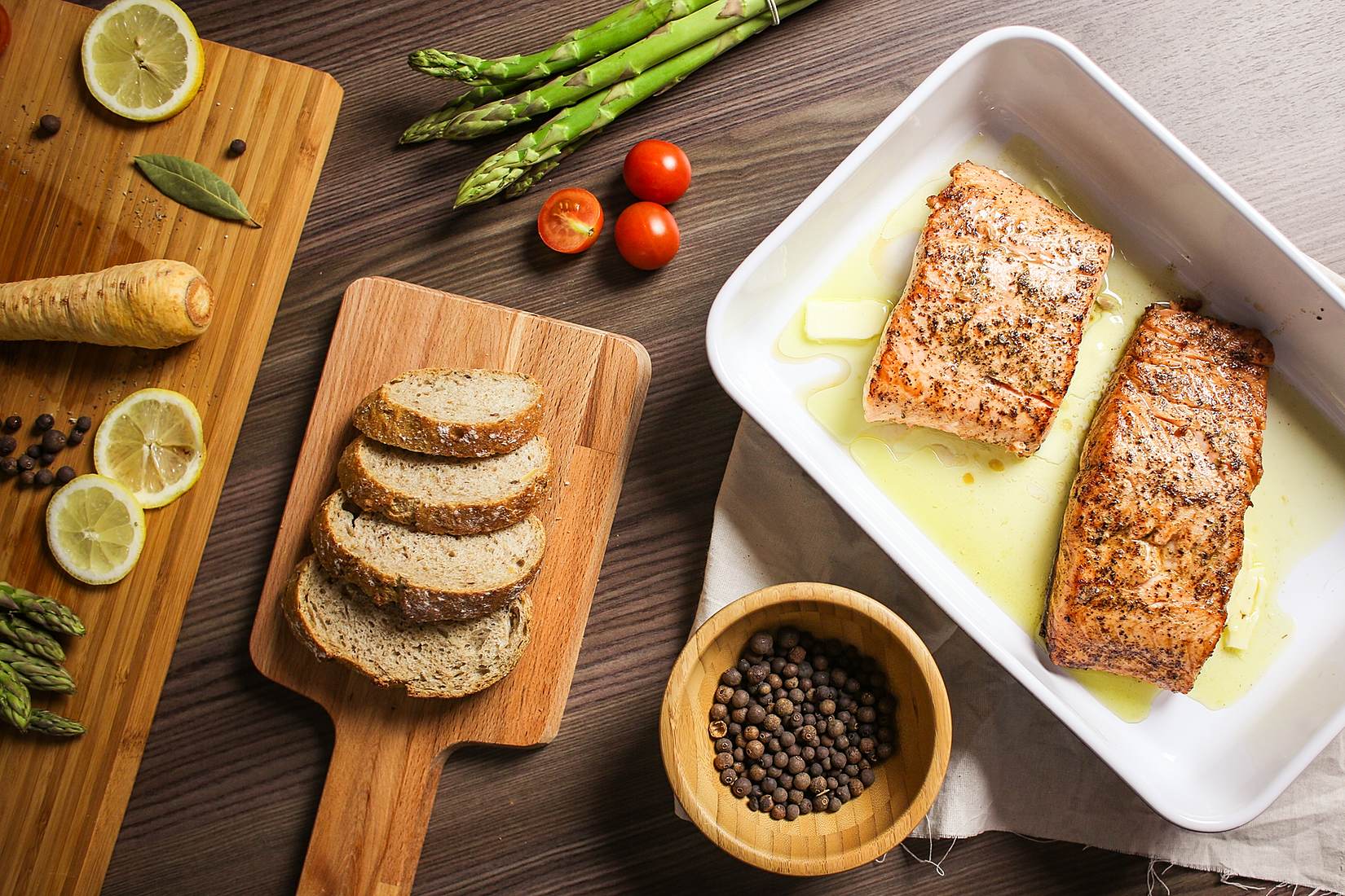 Grilled Salmon Steak is Ready Stock Photo