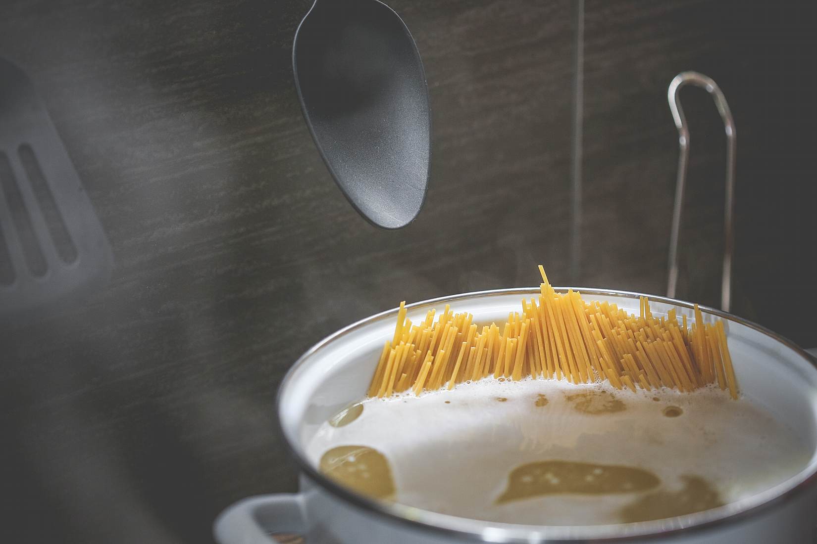 Spaghetti-Pasta Cooking Stock Photo