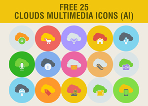 Free 25 Clouds Multimedia Icons Ai-600