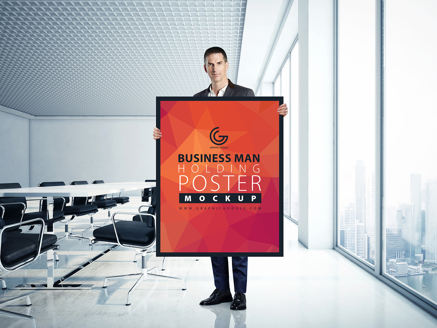 Business Man Holding Poster Mockup-Preview Image