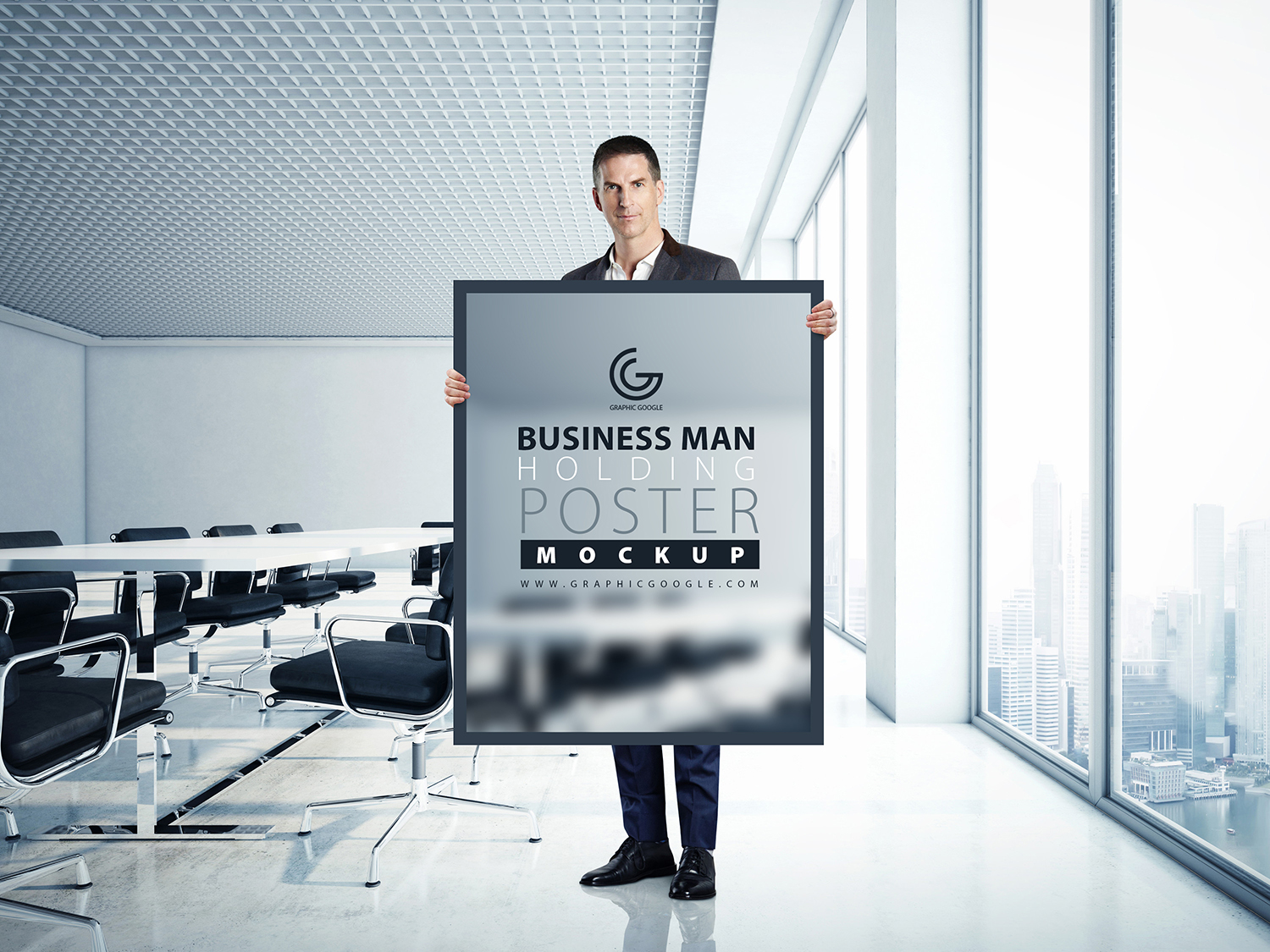 Business Man Holding Poster Mockup-Preview