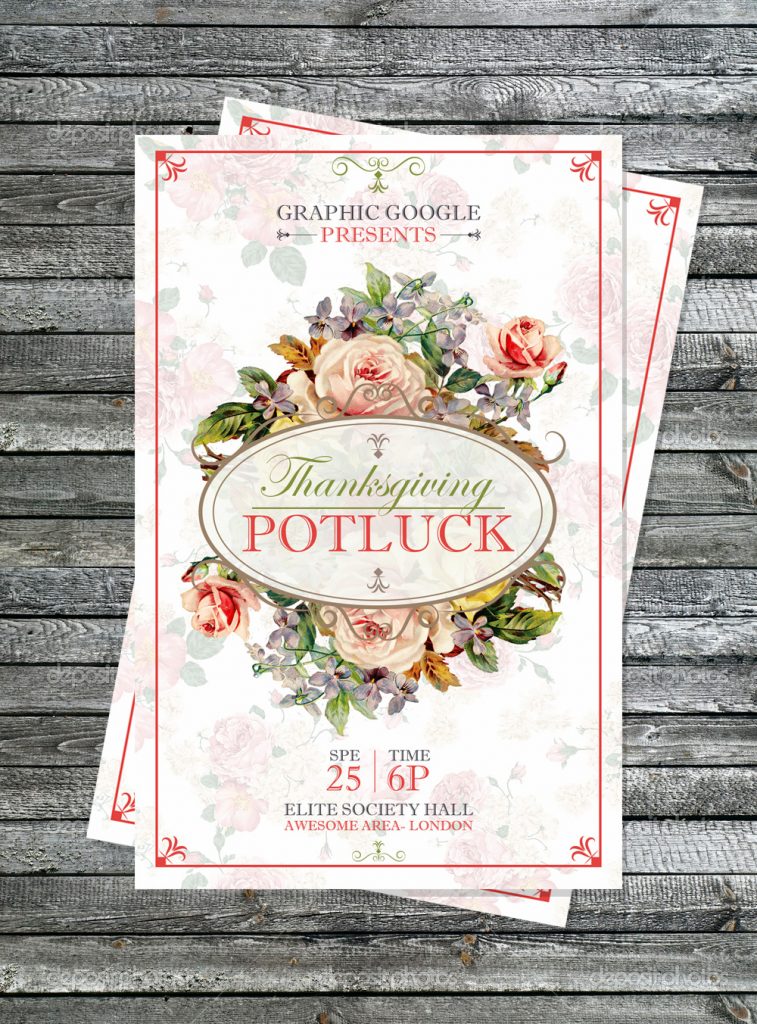 Free Potluck Thanksgiving Flyer Template Design PSD