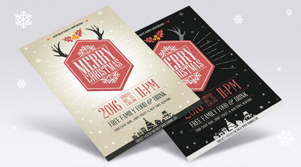 free-vector-vintage-party-christmas-flyer-template