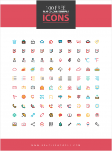 100-Free-Flat-Color-Essentials-Icons-Ai-Vector-File