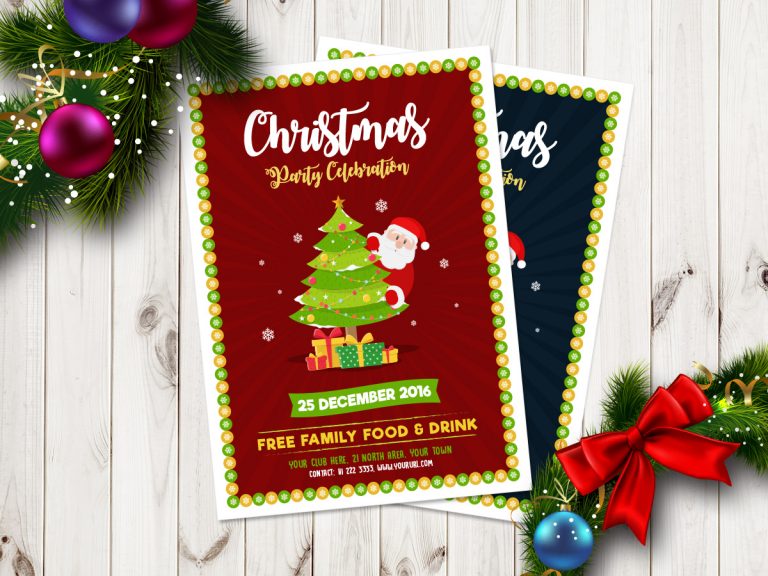 Free Christmas Party Celebration Flyer Template in Ai (Vector File)