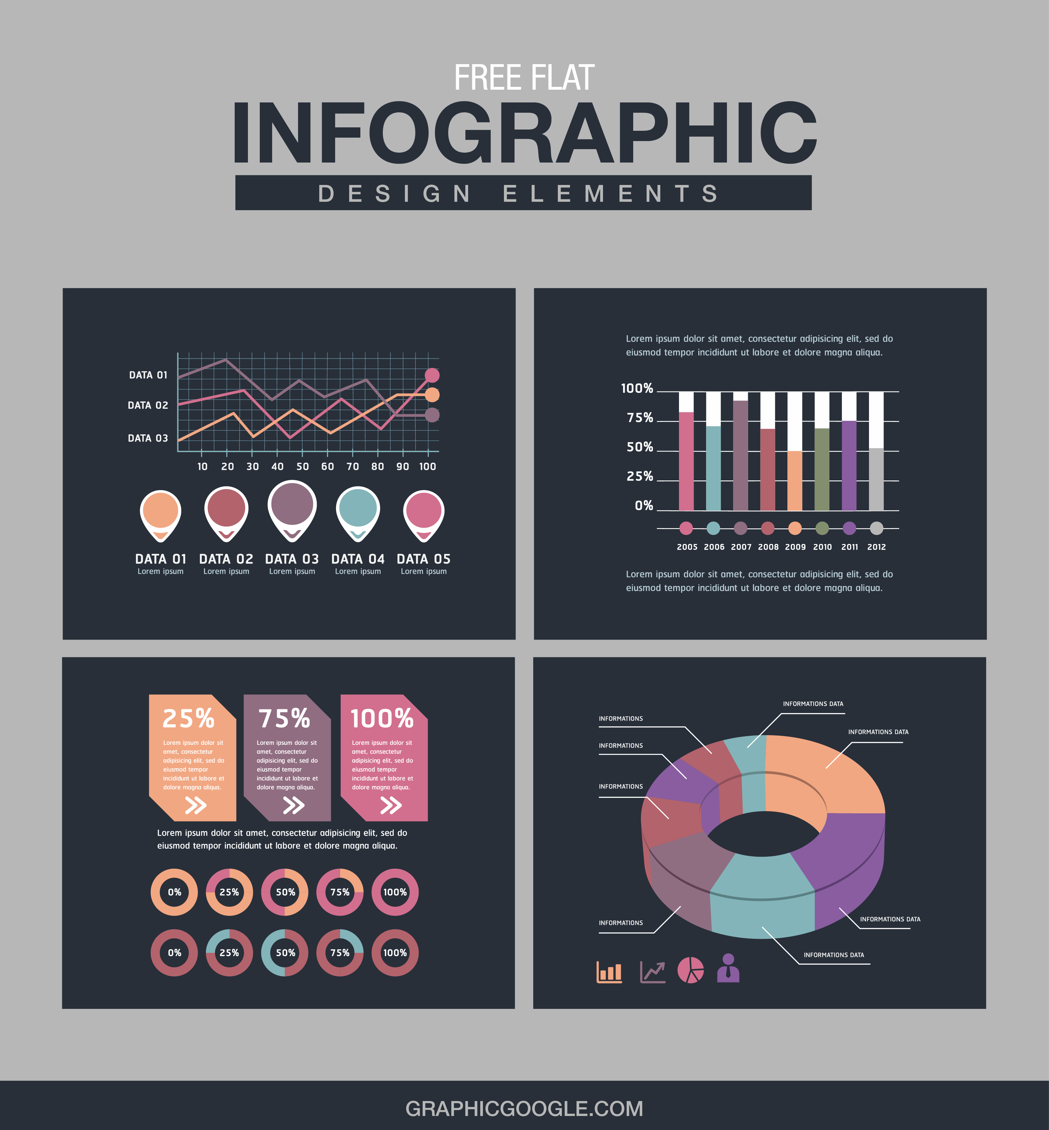 Free Flat Infographic Design Elements for Graphic & Web Designers