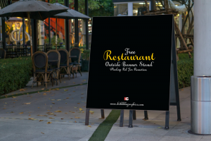 Free Restaurant Outside Banner Stand Mock-up Psd