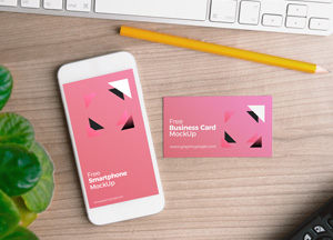 Free-Smartphone-with-Business-Card-MockUp-PSD-300