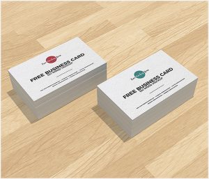 Free-Business-Cards-on-Wood-Mockup