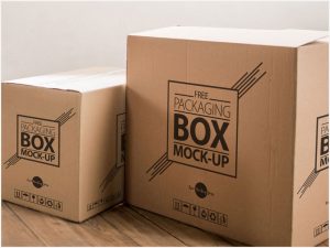 Free-Packaging-Box-on-Wooden-Floor-PSD-Mockup