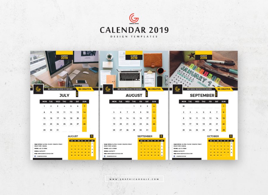 Free 13 Pages 2019 Calendar Design Templates - Graphic Google - Tasty ...