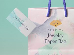 Psd-Gravity-Shopping-Bag-With-Business-Card-Mockup