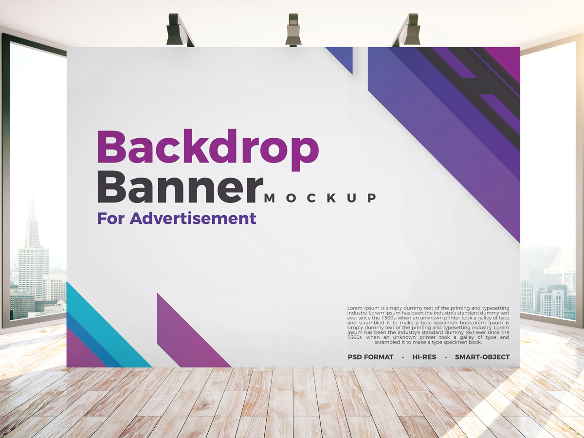 Free Backdrop Banner  Mockup PSD For Indoor Advertisement 