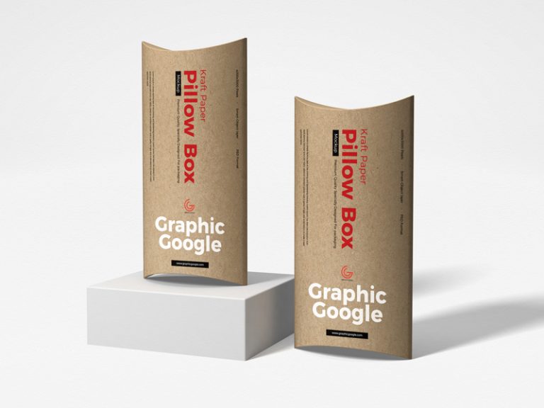 Download Free Kraft Paper Pillow Box Mockup - Graphic Google ...