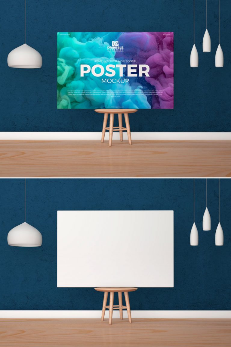 Download Free Interior Horizontal Poster Canvas Mockup - Graphic ...