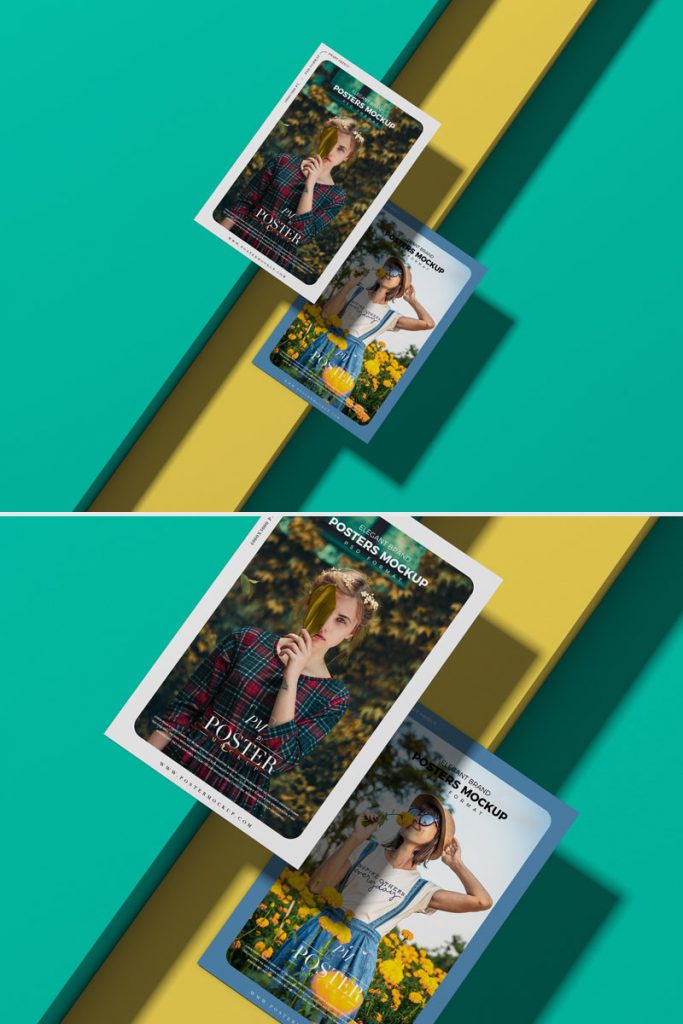 Free PSD Elegant Brand Posters Mockup Graphic Google